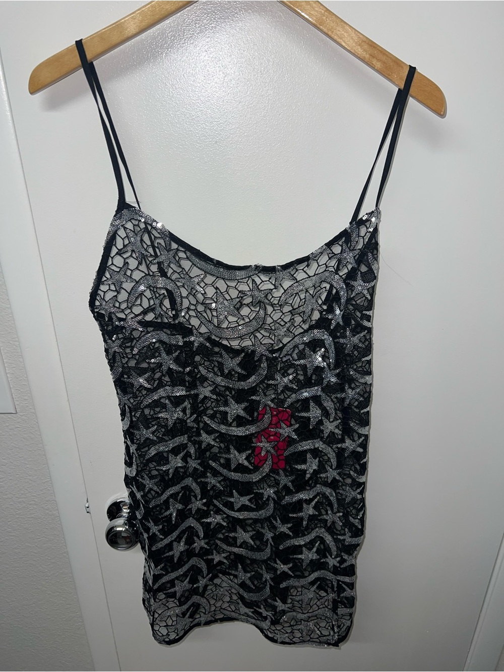 Beginning Boutique Black Mini Dress with Silver Star & Moon Sequins - Picture 3 of 5